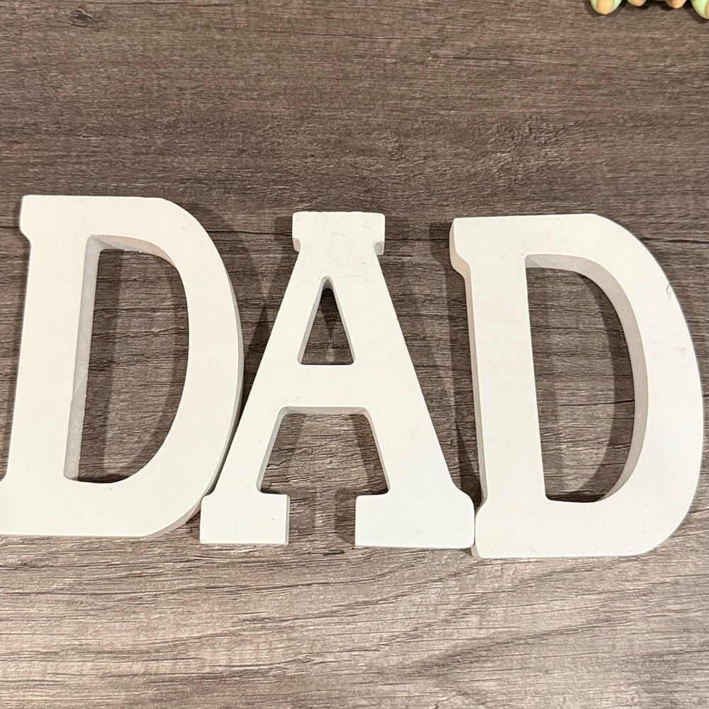 Wooden Block DAD Letters in White. Perfect Gift for Dad!